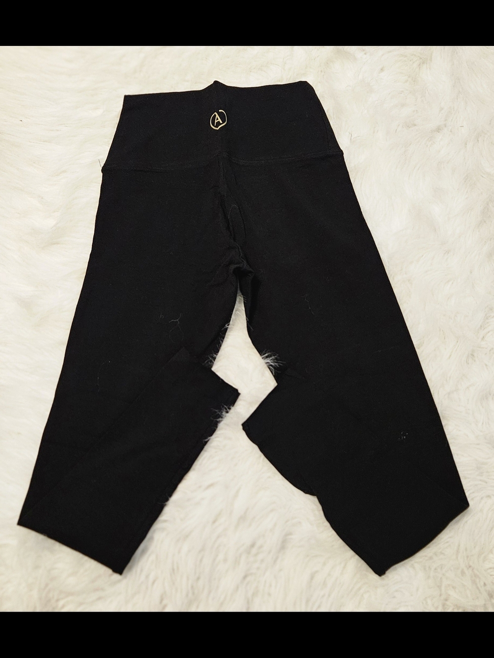 TNA Black Leggings with Gold Logo Accent